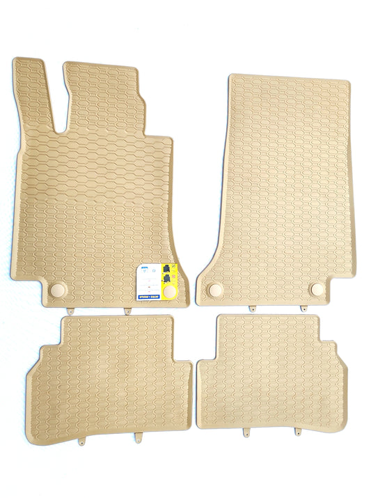 Premium quality beige rubber car mats compatible with  Mercedes Benz C Klassa W205 2014-2021