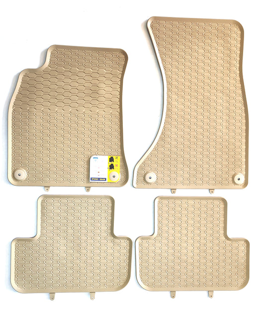 Premium quality beige rubber car mats compatible with  Audi A4 B8 A5 8T 2007-2016 sedan/sw